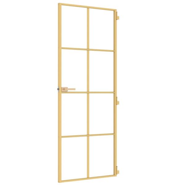 Innentür Schlank Golden 76x201,5 cm Hartglas und Aluminium