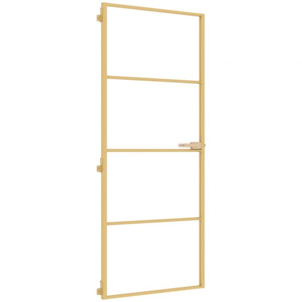 Innentür Schlank Golden 83x201,5 cm Hartglas und Aluminium