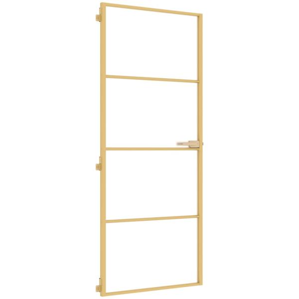 Innentür Schlank Golden 83x201,5 cm Hartglas und Aluminium