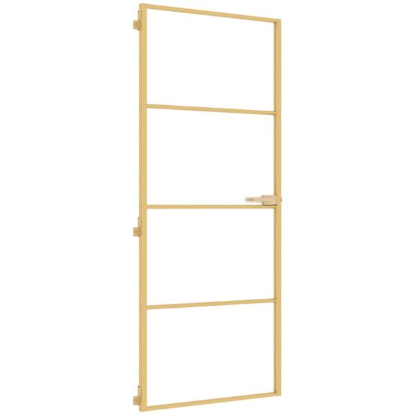 Innentür Schlank Golden 83x201,5 cm Hartglas und Aluminium