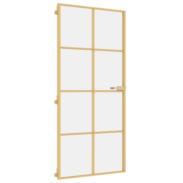 Innentür Schlank Golden 93x201,5 cm Hartglas und Aluminium