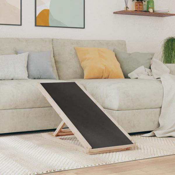 ARDEBO.de - Hunderampe Grau 100x40 cm Massivholz Tanne