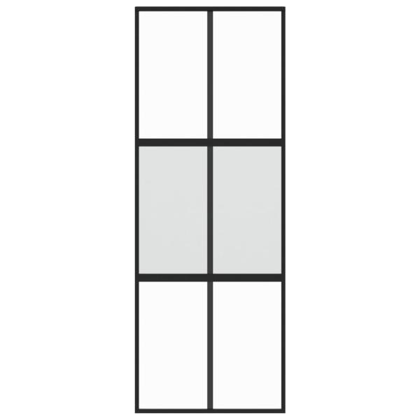 Schiebetür Schwarz 76x205 cm Hartglas und Aluminium