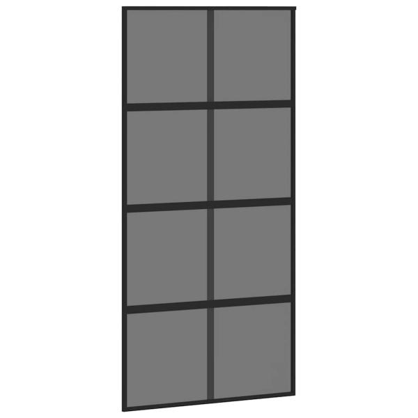 Schiebetür Schwarz 102,5x205 cm Hartglas und Aluminium