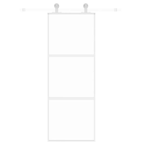 Schiebetür Weiß 76x205 cm Hartglas und Aluminium