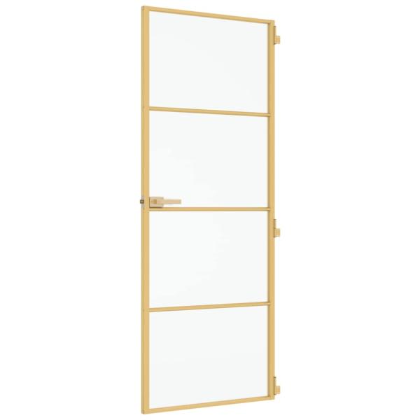 Innentür Schlank Golden 76x201,5 cm Hartglas und Aluminium