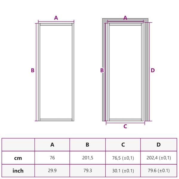 Innentür Schlank Golden 76x201,5 cm Hartglas und Aluminium