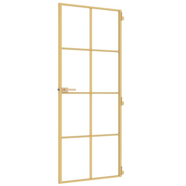 Innentür Schlank Golden 83x201,5 cm Hartglas und Aluminium