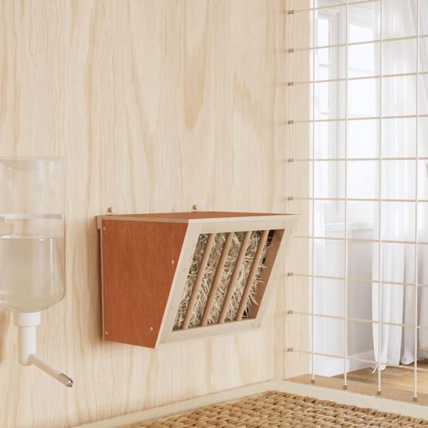 ARDEBO.de - Heuraufe für Kaninchen 25x18,5x20,5 cm Massivholz Tanne