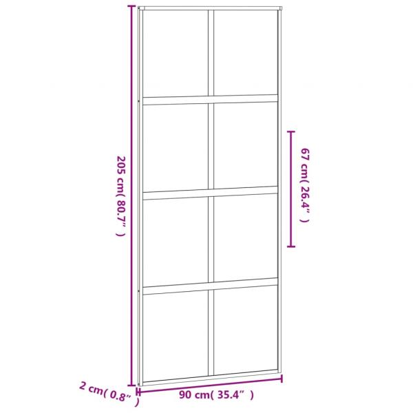 Schiebetür Schwarz 90x205 cm Hartglas und Aluminium