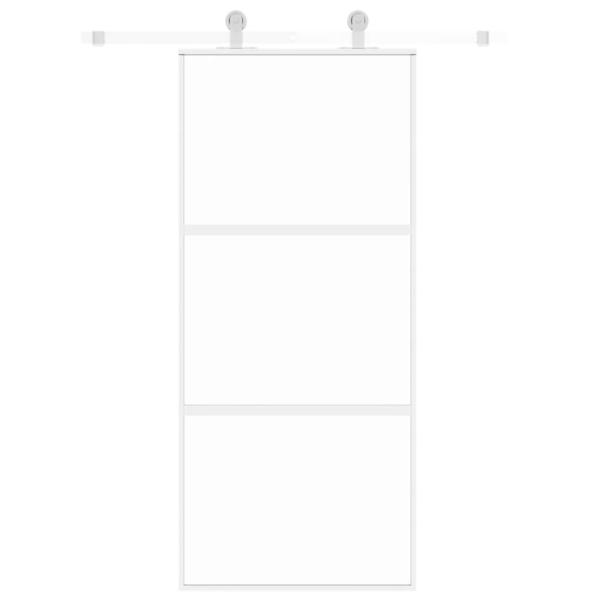 Schiebetür Weiß 90x205 cm Hartglas und Aluminium