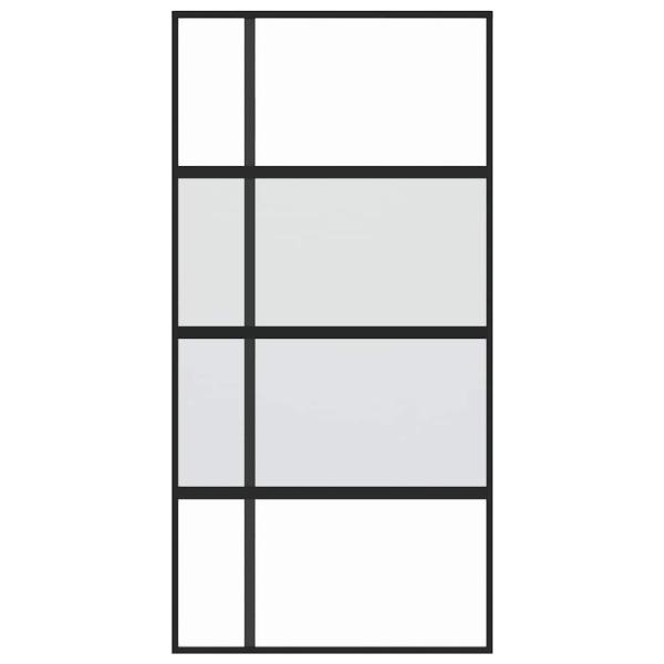 Schiebetür Schwarz 102,5x205 cm Hartglas und Aluminium