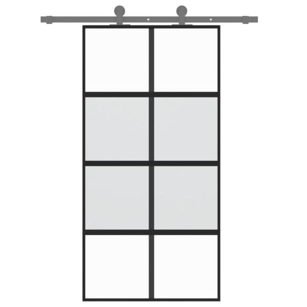 Schiebetür Schwarz 102,5x205 cm Hartglas und Aluminium