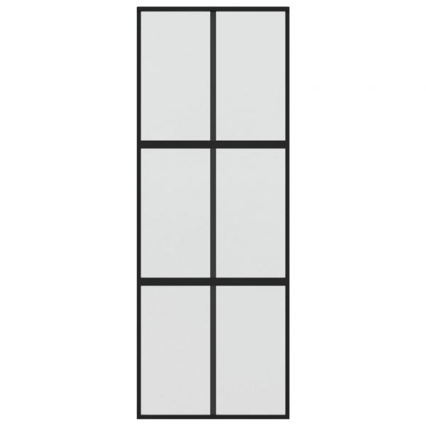 Schiebetür Schwarz 76x205 cm Hartglas und Aluminium