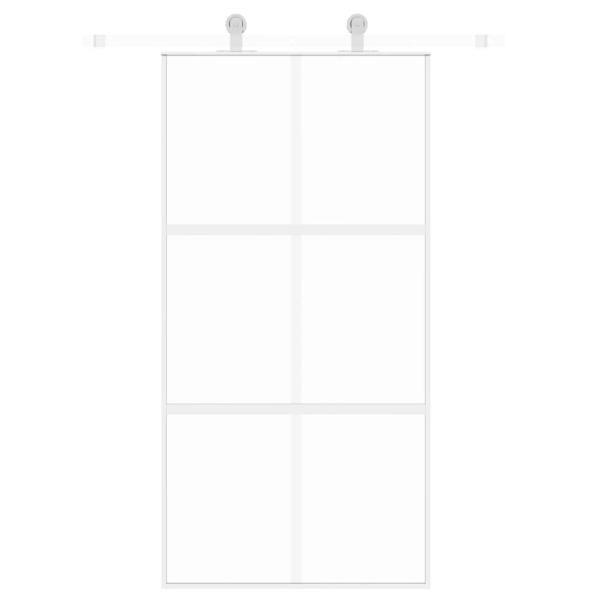 Schiebetür Weiß 102,5x205 cm Hartglas und Aluminium