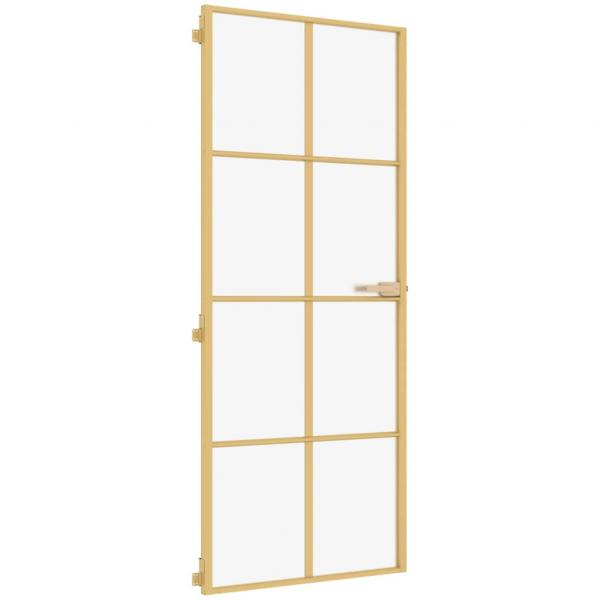 Innentür Schlank Golden 83x201,5 cm Hartglas und Aluminium
