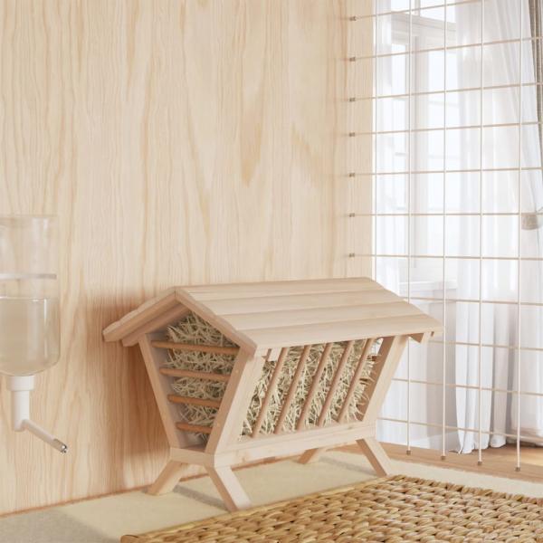 ARDEBO.de - Heuraufe für Kaninchen 44x33x33 cm Massivholz Tanne