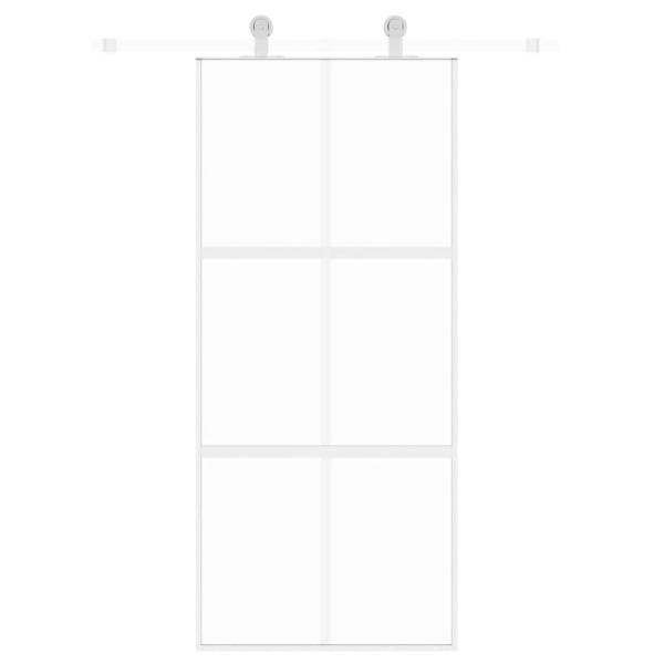 Schiebetür Weiß 90x205 cm Hartglas und Aluminium