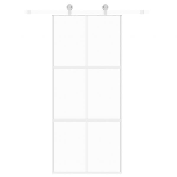 Schiebetür Weiß 90x205 cm Hartglas und Aluminium