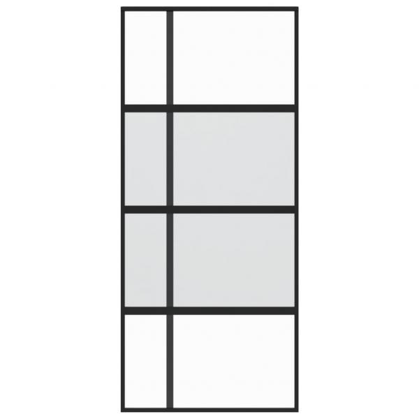 Schiebetür Schwarz 90x205 cm Hartglas und Aluminium