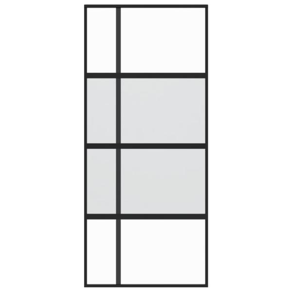 Schiebetür Schwarz 90x205 cm Hartglas und Aluminium