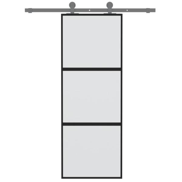 Schiebetür Schwarz 76x205 cm Hartglas und Aluminium