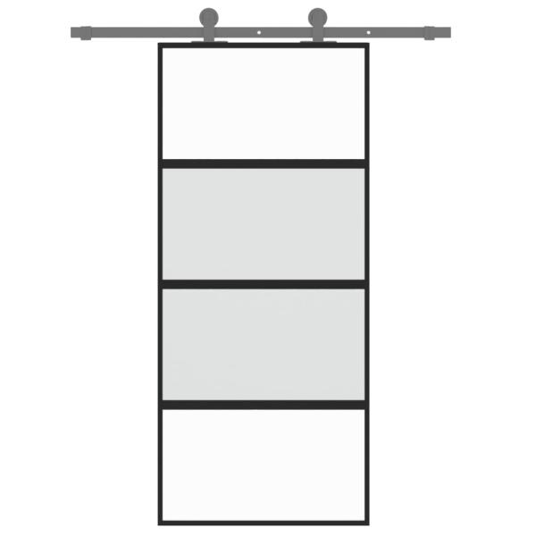 Schiebetür Schwarz 90x205 cm Hartglas und Aluminium