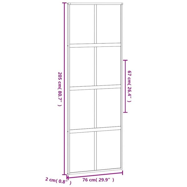 Schiebetür Schwarz 76x205 cm Hartglas und Aluminium