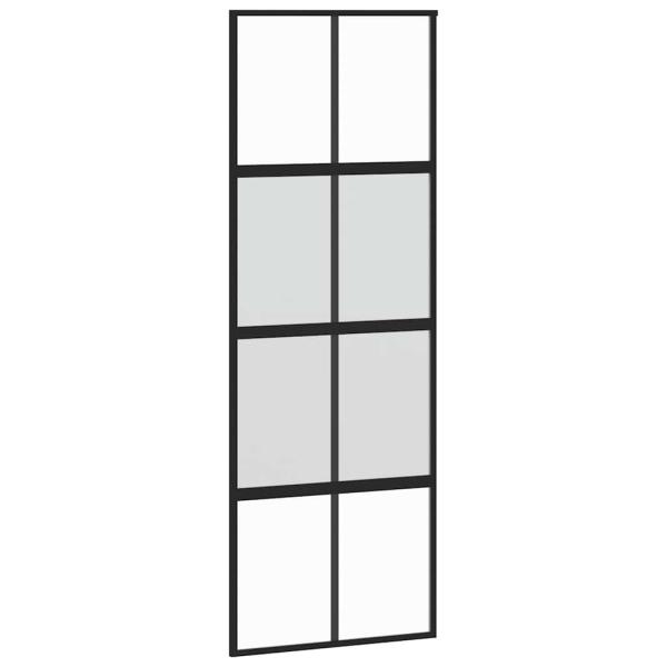 Schiebetür Schwarz 76x205 cm Hartglas und Aluminium