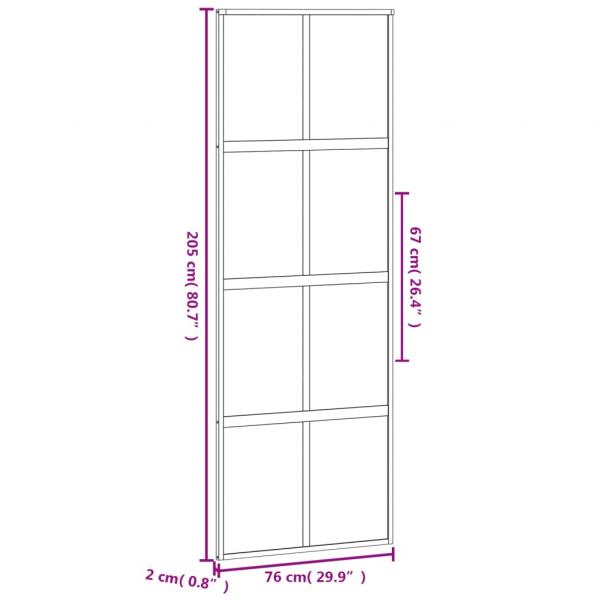 Schiebetür Schwarz 76x205 cm Hartglas und Aluminium