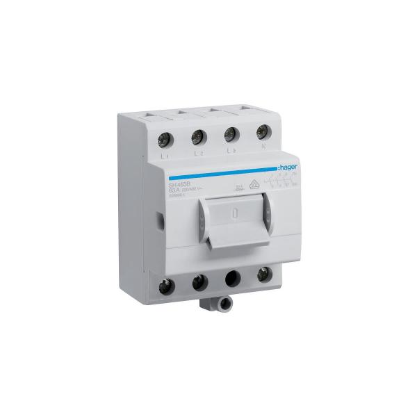 ARDEBO.de Hager SH463B Kompaktschalter 63A 4 Schließer 400V AC mit Zusatzklemme 3,5PLE