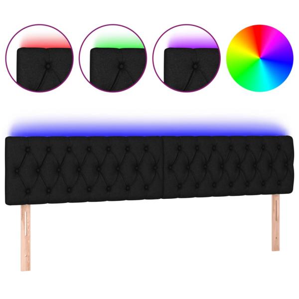 LED Kopfteil Schwarz 200x7x78/88 cm Stoff