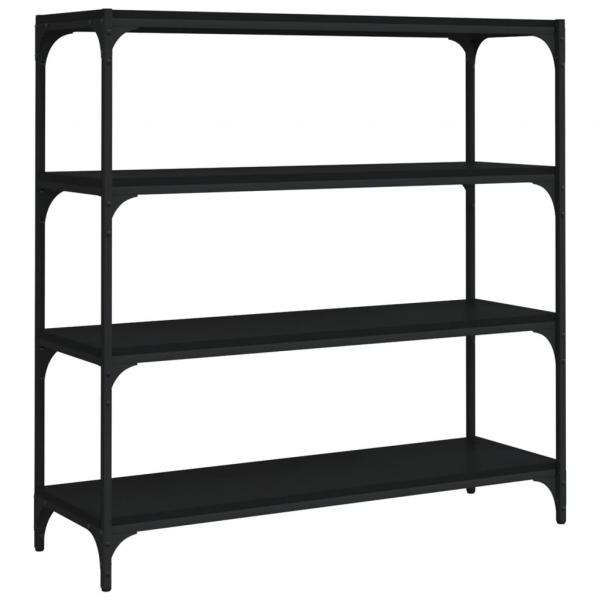 ARDEBO.de - Bücherregal Schwarz 100x33x100 cm Holzwerkstoff und Stahl