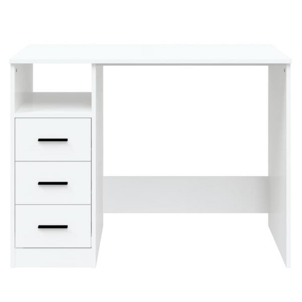 Schreibtisch mit Schubladen Weiß 102x50x76 cm Holzwerkstoff