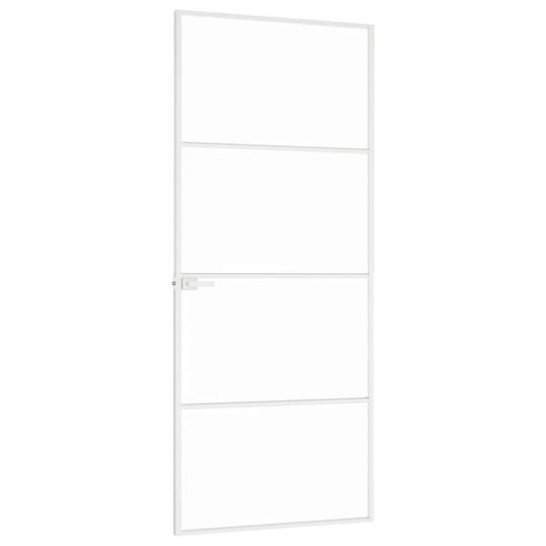 Innentür Weiß 83x201,5 cm Hartglas & Aluminium Schlank