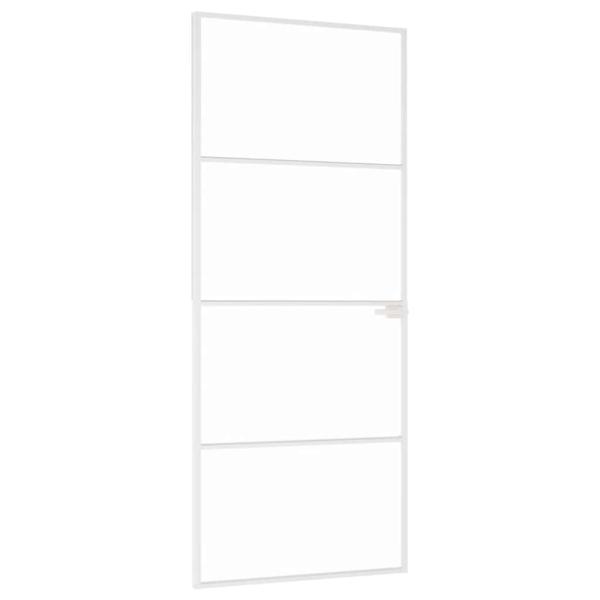 Innentür Weiß 83x201,5 cm Hartglas & Aluminium Schlank