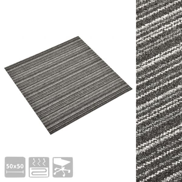 Teppichfliesen 20 Stk. 5 m² 50x50 cm Gestreift Anthrazit 