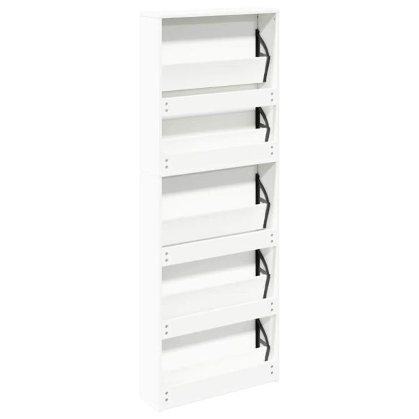 Schuhschrank mit 5 Fächern Spiegel Weiß 63×17×169,5 cm