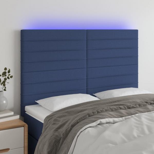 ARDEBO.de - LED Kopfteil Blau 144x5x118/128 cm Stoff