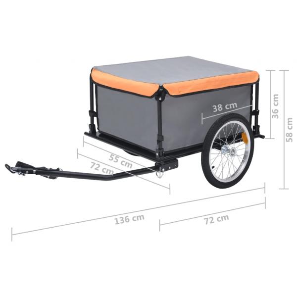 Fahrradanhänger Grau und Orange 65 kg