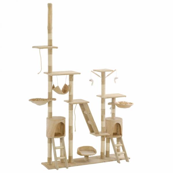 ARDEBO.de - Katzen-Kratzbaum mit Sisal-Kratzsäulen 230 - 250 cm Beige