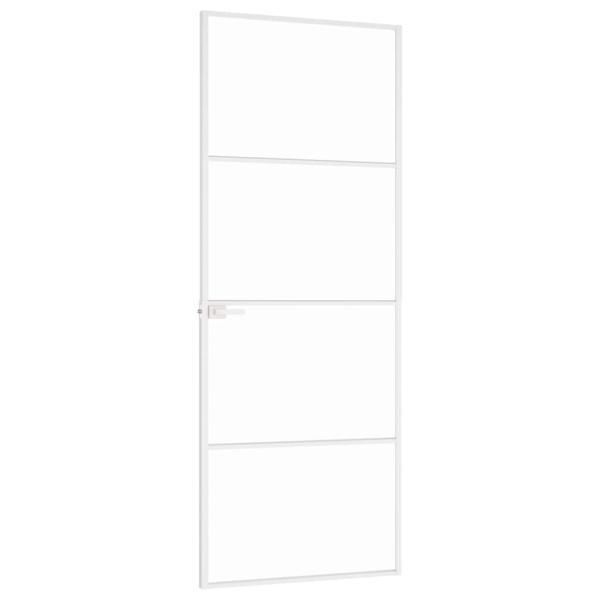 Innentür Weiß 76x201,5 cm Hartglas & Aluminium Schlank