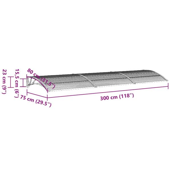 Türvordach Grau 300x75 cm Polycarbonat