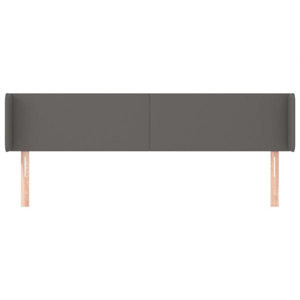 Kopfteil mit Ohren Grau 203x16x78/88 cm Kunstleder