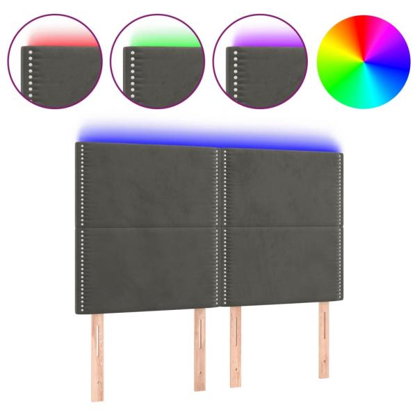 LED Kopfteil Dunkelgrau 144x5x118/128 cm Samt