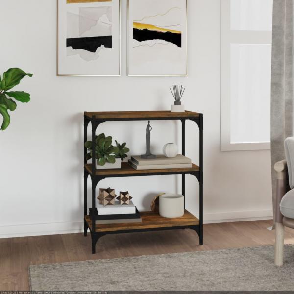 ARDEBO.de - Bücherregal Räuchereiche 60x33x70,5 cm Holzwerkstoff und Stahl