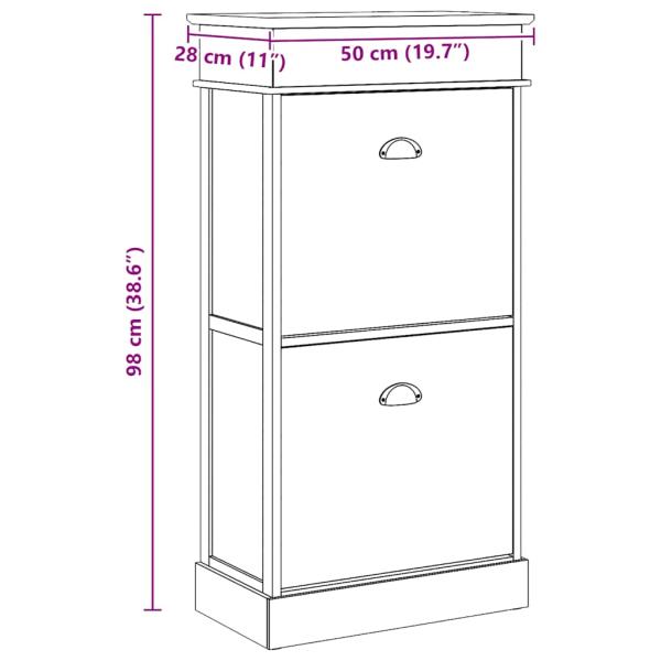 Schuhschrank Weiß 50 x 28 x 98 cm Paulownia Holz