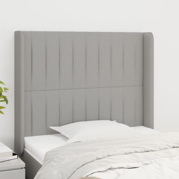 ARDEBO.de - Kopfteil mit Ohren Hellgrau 103x16x118/128 cm Stoff