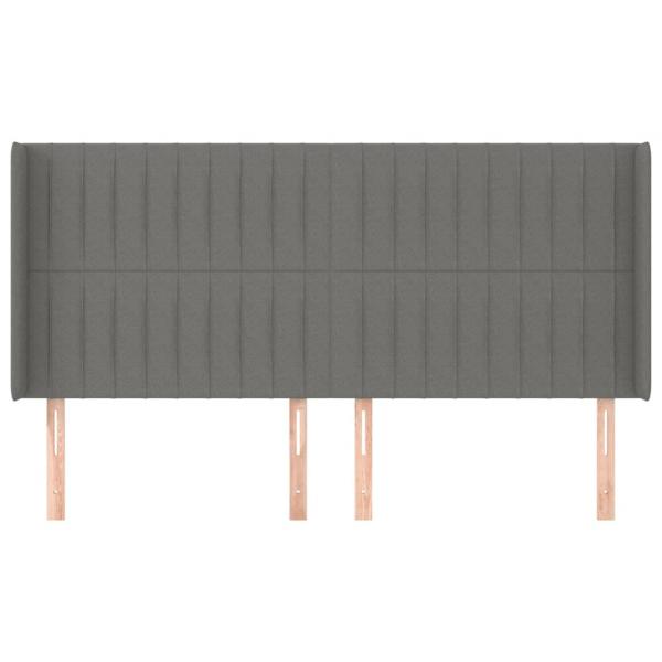 Kopfteil mit Ohren Dunkelgrau 203x16x118/128 cm Stoff
