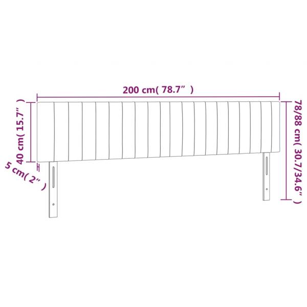 LED Kopfteil Hellgrau 200x5x78/88 cm Stoff